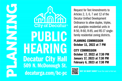 Signs for upcoming Public Hearings will be placed by September 25th through October 18th