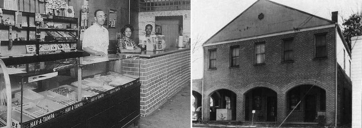 Left: Tom Steele’s Café was the place to go for splits — split sausage sandwiches. Steele was also a community leader, and the f