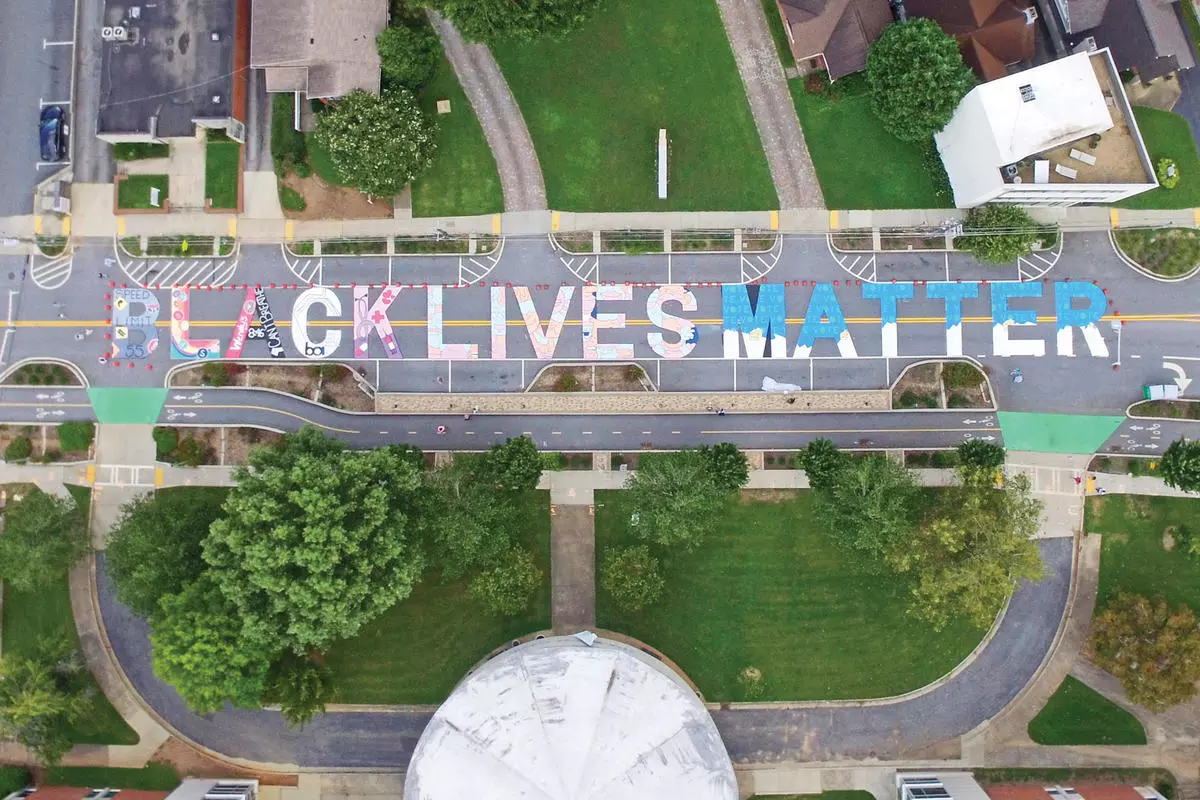 Black Lives Matter Street Painting in Downtown Decatur, Georgia