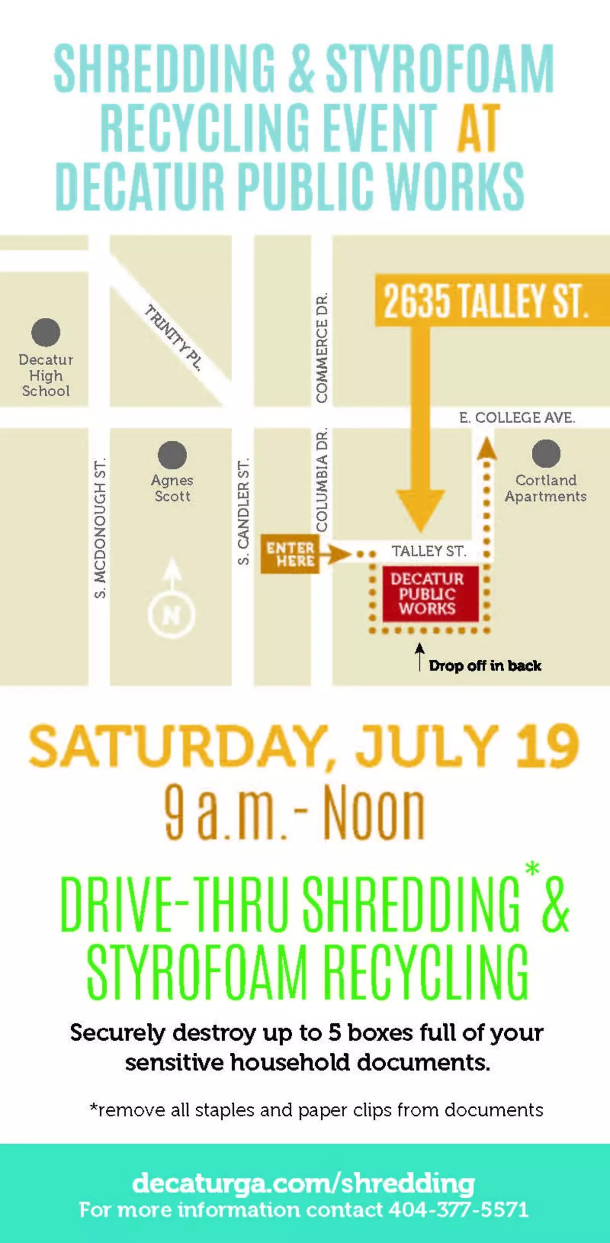 A flyer of the Shredding event on Sat. July 19